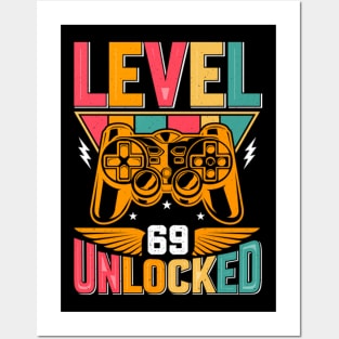 Level 69 Unlocked Awesome Since 1954 Funny Gamer Birthday Posters and Art